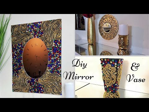 Diy Fiery colored Wall Mirror and Vase Decor| Simple and Inexpensive Abstract Wall Mirror Decor!