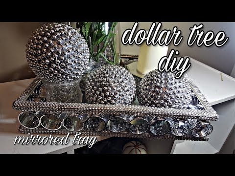 DOLLAR TREE DIY | HOME DECOR | GLAM MIRRORED TRAY