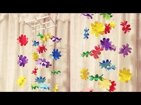 DIY Simple Home Decor – Hanging Flowers –  Easy Paper Wall Hanging