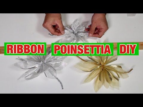 Christmas DIY / Dollar Tree  Ribbon Poinsettias  / Budget Christmas Decor