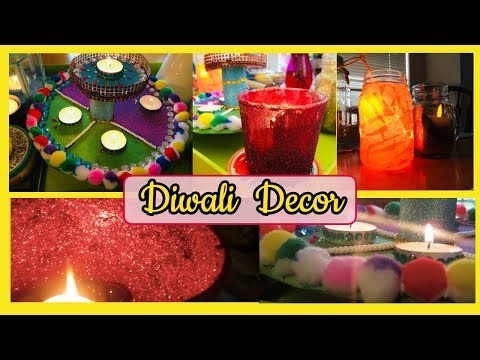 Diwali Decoration Ideas – DIY Diwali Decor II How to decorate house in Diwali II DIY Glitter Candle