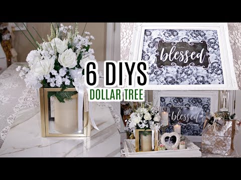 💖6 DIY DOLLAR TREE CHIC DECOR CRAFTS 💖 BRIDAL CENTERPIECE, PICTURE, CANDLESTICK FLORAL