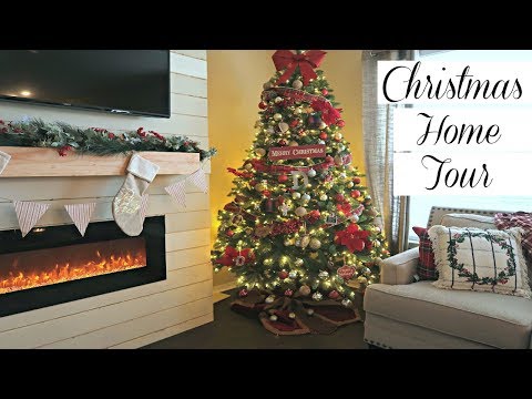 CHRISTMAS DECOR HOME TOUR 2018 + DIY FIREPLACE & DIY BARN DOOR SNEAK PEEK