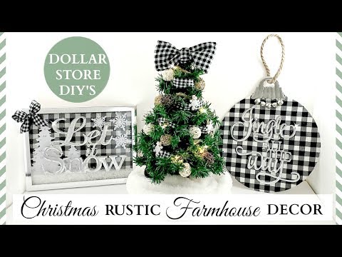 Dollar Store DIY’s ~ Rustic Christmas Farmhouse Decor ~ Black & White Buffalo Check Theme!