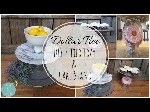 3 TIER TRAY DIY | CAKE STAND | DOLLAR TREE | FARMHOUSE | GLAM | HOME DECOR | WEDDING | CENTERPIECE