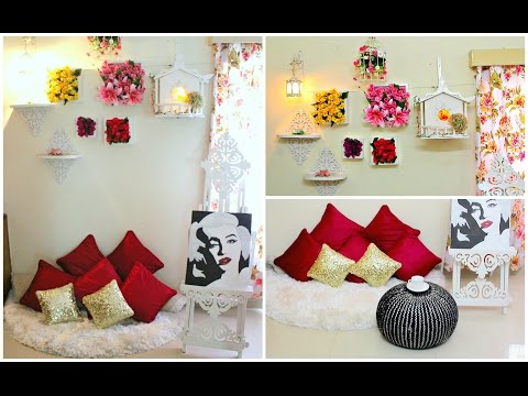 DIY floral wall decor with floor sitting area in a Budget/DIY Home Decor ideas