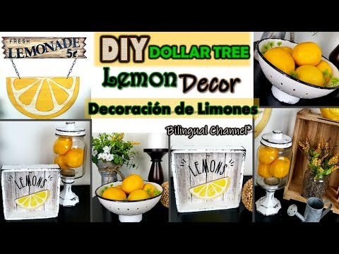 Dollar Tree DIY | Farmhouse Lemons Home Decor | English CC | Decoración de Limones