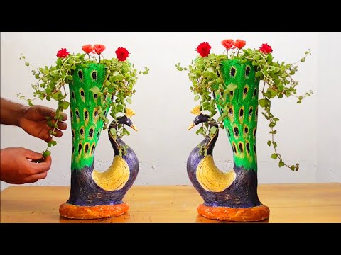 DIY Peacock Pot Making/Using Cement for Home Decor/Cement Pot Ideas