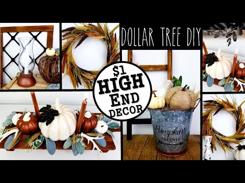 HIGH END HOME DECOR  IDEAS 2020 | $1 FALL DOLLAR TREE DIY'S | MODERN FALL DECOR