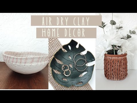 DIY Home Decor Air Dry Clay Projects | Easy To Make And Budget Friendly | Monstera Dish, Chunky Knit