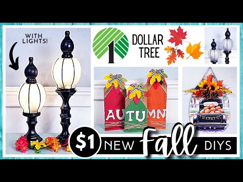 *NEW* DOLLAR TREE DIY | FALL & AUTUMN Farmhouse Home Decor | Lamp Post Lantern | FARM FRESH Calendar