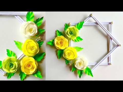 Rose paper craft wall hanging || DIY home decor ideas || Paper flower wall Mate || DIY Room decor