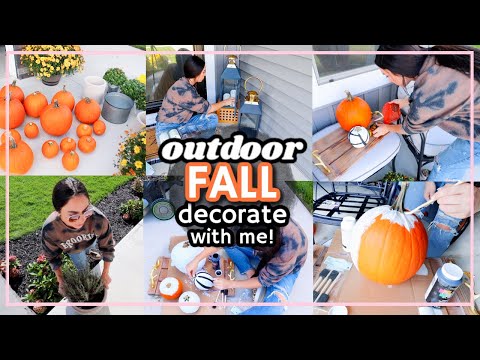 🍁 OUTDOOR FALL DECORATE WITH ME 2021! DIY Fall Decorating Ideas! | Alexandra Beuter