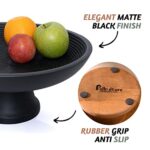 Folkulture Wood Fruit Bowl Or Decorative Pedestal Bowl For Table Decor Wooden Fruit Bowl For Kitchen Counter Or Easter Table Centerpiece 12 Inch Large Bowls For Breads Mango Wood Black 0 1