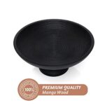 Folkulture Wood Fruit Bowl Or Decorative Pedestal Bowl For Table Decor Wooden Fruit Bowl For Kitchen Counter Or Easter Table Centerpiece 12 Inch Large Bowls For Breads Mango Wood Black 0 2