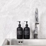 Glass Soap Dispenser Set 2 Packcontains Hand And Dish Soap Dispenserpremium Kitchen Soap Dispenser Set For Kitchen Sink And Farmhouse Decor 16 Oz Black Soap Dispenser With Pumps Black 0 0