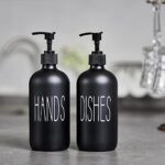 Glass Soap Dispenser Set 2 Packcontains Hand And Dish Soap Dispenserpremium Kitchen Soap Dispenser Set For Kitchen Sink And Farmhouse Decor 16 Oz Black Soap Dispenser With Pumps Black 0 2