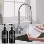 Glass Soap Dispenser Set 2 Packcontains Hand And Dish Soap Dispenserpremium Kitchen Soap Dispenser Set For Kitchen Sink And Farmhouse Decor 16 Oz Black Soap Dispenser With Pumps Black 0 4