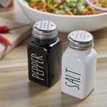 Salt And Pepper Shakers Set Cute Glass Spice Shaker With Stainless Steel Lid Black And White Kitchen Table Decor And Accessories For Counter For Kitchen Wedding Gifts 27oz Each 0 0