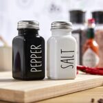 Salt And Pepper Shakers Set Cute Glass Spice Shaker With Stainless Steel Lid Black And White Kitchen Table Decor And Accessories For Counter For Kitchen Wedding Gifts 27oz Each 0 1