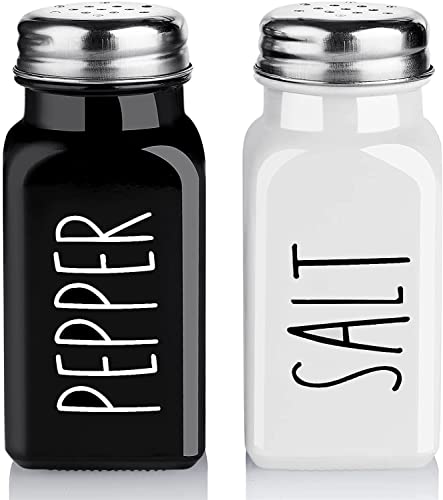 Salt And Pepper Shakers Set Cute Glass Spice Shaker With Stainless Steel Lid Black And White Kitchen Table Decor And Accessories For Counter For Kitchen Wedding Gifts 27oz Each 0