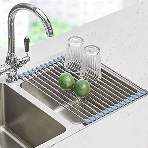 Seropy Roll Up Dish Drying Rack Over The Sink Dish Drying Rack Kitchen Rolling Dish Drainer Foldable Sink Rack Mat Stainless Steel Wire Dish Drying Rack For Kitchen Sink Counter Storage 175x118 0