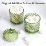 5pcs Green Glass Bathroom Accessory Complete Set Lotion Dispenser Soap Dish Toothbrush Holder Cotton Swab Jars Modern Bathroom Decor Gift For Home Apartment 0 4