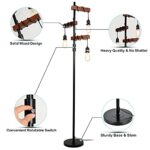 Airposta Industrial Floor Lamp Farmhouse Tree 68 Inch 3 Lights Wood Standing Lamp Sturdy Base Tall Vintage Metal Black Pole Light For Living Room Bedroom Office Rustic Home 0 2