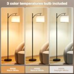 Ambimall Floor Lamps For Living Room With 9w Bulb 3 Color Temperatures Adjustable Beige Shade Floor Lamps For Bedroom Office Classroom Dorm Room Apartment 0 1