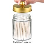 Apothecary Jars Bathroom Countertop Storage Organizer Canister Cute Qtip Dispenser Holder Glass With Lid For Cotton Swabsbath Saltshair Band 2 Packgold 0 1