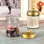 Apothecary Jars Bathroom Countertop Storage Organizer Canister Cute Qtip Dispenser Holder Glass With Lid For Cotton Swabsbath Saltshair Band 2 Packgold 0 4