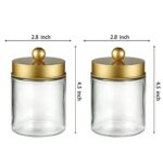 Apothecary Jars Bathroom Countertop Storage Organizer Canister Cute Qtip Dispenser Holder Glass With Lid For Cotton Swabsbath Saltshair Band 2 Packgold 0 5
