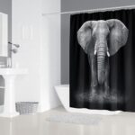 Black Elephant Shower Curtain 708 X 708 Inch Animal Style Bathroom Decor Waterproof Bathroom Curtain With 12 Hook 0 0
