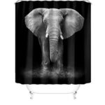 Black Elephant Shower Curtain 708 X 708 Inch Animal Style Bathroom Decor Waterproof Bathroom Curtain With 12 Hook 0 1