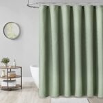 Dynamene Sage Green Shower Curtain Waffle Textured Heavy Duty Thick Fabric Shower Curtains For Bathroom 256gsm Luxury Weighted Polyester Cloth Bath Curtain Set With 12 Plastic Hooks72wx72hgreen 0 4