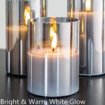 Eywamage Grey Glass Flameless Candles With Remote Battery Operated Flickering Led Pillar Candles Real Wax Wick 3 H 4 5 6 0 2