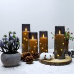 Flameless Led Candles With Timer 5 Pc Flickering Flameless Candles For Romantic Ambiance And Home Decoration Durable Acrylic Shellwith Embedded Star Stringbattery Operated Candlesgrey 0 1
