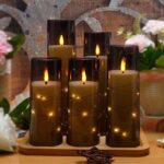 Flameless Led Candles With Timer 5 Pc Flickering Flameless Candles For Romantic Ambiance And Home Decoration Durable Acrylic Shellwith Embedded Star Stringbattery Operated Candlesgrey 0 4