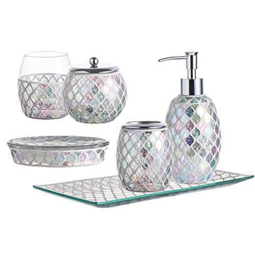 Kmwares Decorative Mosaic Glass Bathroom Accessories Set Km 21 0