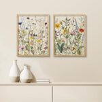 Signwin Framed Watercolor Wildflowers Wall Art Set Of 2 Boho Wall Decor Prints Modern Colorful Wall Decor For Living Room Bedroom 11x14 Natural 0 1