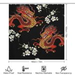 Shower Curtains For Bathroom Compatible With Floral Chinese Japanese Dragon Flower Bathroom Curtains Soft Polyester Fabric Bath Curtains For Men Women Girls Room Decoration 72 X 70 Inches 0 0