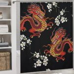 Shower Curtains For Bathroom Compatible With Floral Chinese Japanese Dragon Flower Bathroom Curtains Soft Polyester Fabric Bath Curtains For Men Women Girls Room Decoration 72 X 70 Inches 0 1