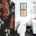 Shower Curtains For Bathroom Compatible With Floral Chinese Japanese Dragon Flower Bathroom Curtains Soft Polyester Fabric Bath Curtains For Men Women Girls Room Decoration 72 X 70 Inches 0 3