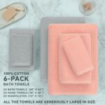 Towels Set For Bathroom 100 Cotton Soft Quick Dry Thick 6 Pieces Towel Set 2 Large Bath Towels 3056 2 Hand Towels 1828 2 Washcloths 1313 Bathroom Decor Sets Grey And Pink 0 0