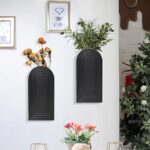 Wall Planter For Indoor Plants Black Wall Decor For Living Room Bathroom Wood Wall Vases For Decor Dried Flowers And Faux Greenery Set Of 2 Modern Farmhouse Decor Hanging Planter 0 1