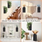 Wall Planter For Indoor Plants Black Wall Decor For Living Room Bathroom Wood Wall Vases For Decor Dried Flowers And Faux Greenery Set Of 2 Modern Farmhouse Decor Hanging Planter 0 3
