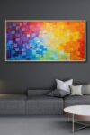 Abstract Canvas Wall Art For Living Roomabstract Wall Art Framedcolorful Impasto Abstract Paintingcanvas Wall Art For Living Room Large Size Bedroom Bathroom Office Wall Decor Black Metal Frame 47 W X 0 3