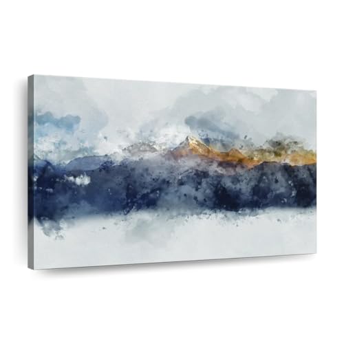 Abstract Mountain Range Canvas 1 Panel Navy Blue Canvas Wall Art Navy Blue Wall Art Print Blue Abstract Art Painting For Living Room 39 X 26 0