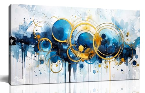 Abstract Painting Wall Art Bedroom Wall Decor Blue Pictures For Living Room Ready To Hang Size 20 X 40 0