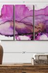 Aquarelle Violet Wall Art Horizontal Canvas 3 Piece Living Room Wall Decor Watercolor Abstract Canvas Print Purple And White Decor For Wall By Chris Paschke 23 X 14 0 0
